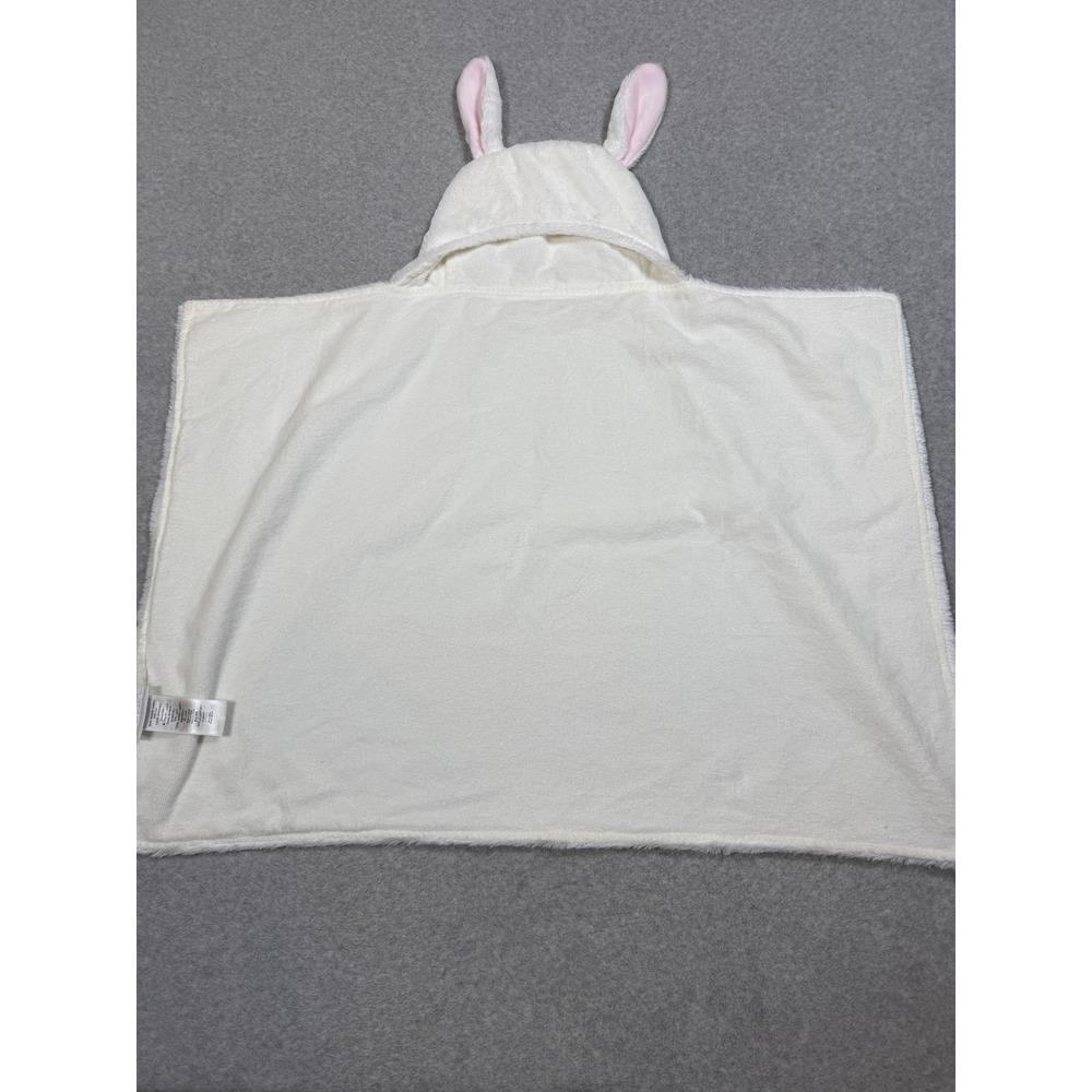Pottery Barn Kids White Bunny Hooded Bath Towel Faux Fur Cotton Terry 34x23